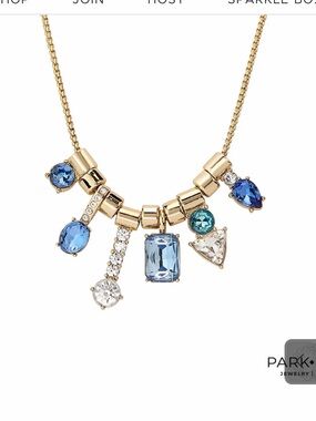 Park Lane Gold-Tone Blue and Clear Multi-Stone Pendant Necklace